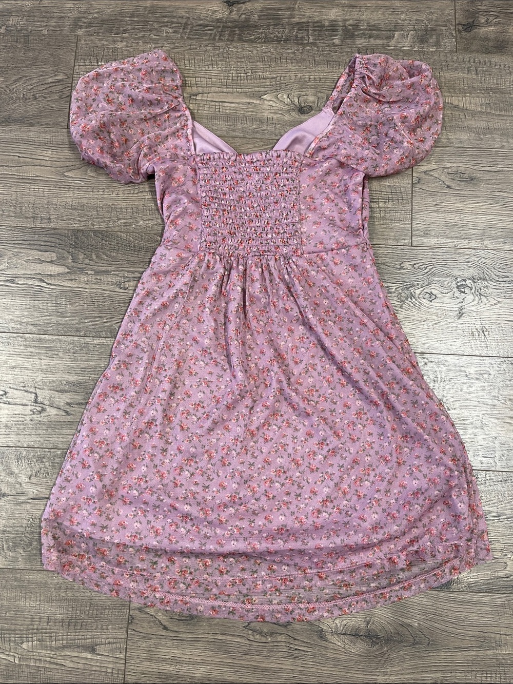 American Eagle Outfitters Pink Floral Mini Dress with Puff Sleeves - Picture 3 of 4